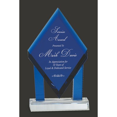 Highest Accolades Blue Bevelled Diamond Crystal Award - 8 3/4'' H