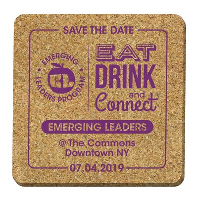 Cork Coaster | Square | 4" x 4"