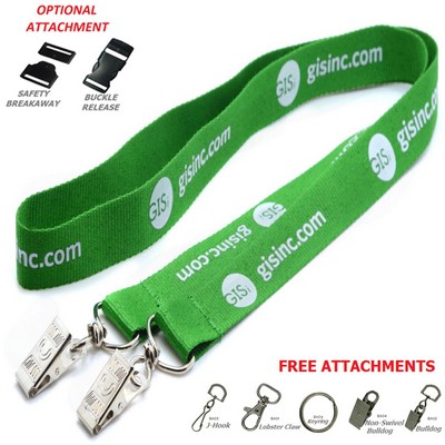 1" Custom Open Ended Polyester Lanyard w/ Badge Holder