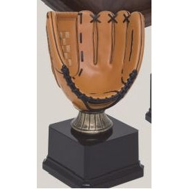 Painted Small Baseball Glove Sport Ball Resin Trophy w/3.75" x 2.125" Black Base