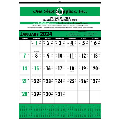 Contractor Commercial Wall Calendar w/3 Color Imprint