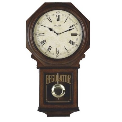 Bulova Ashford Old World Walnut Pendulum Clock w/ Westminster Melody Chime