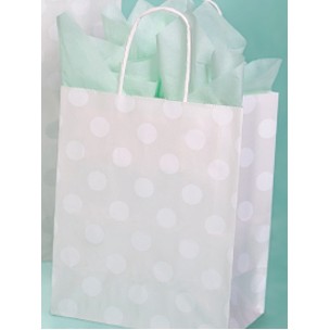 Polka Dot Pearl White Printed Paper Chimp Shopping Bag