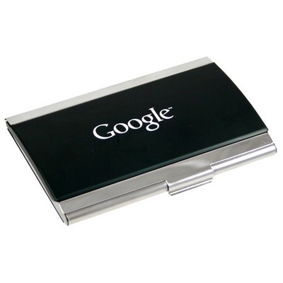 Executive Business Card Case with Black Matte Coating and Leatherette