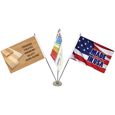 11.4-20" Metal Telescopic Flagpole with Three Single Reverse Flags