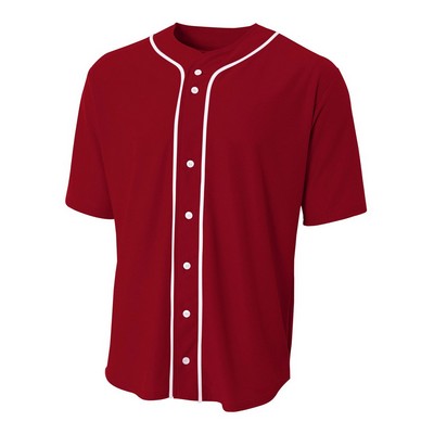 A4 Youth Short Sleeve Full Button Baseball Shirt