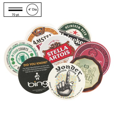 4" Circle Medium Weight (70 Point) Pulpboard Coaster w/4 Color Process