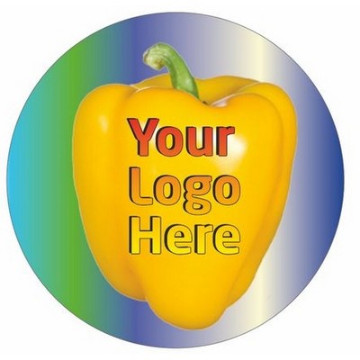 Yellow Bell Pepper Round Badge/Button w/ Bar Pin (2.5" Diameter)