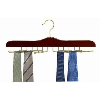 Wooden Walnut & Brass Tie Hanger