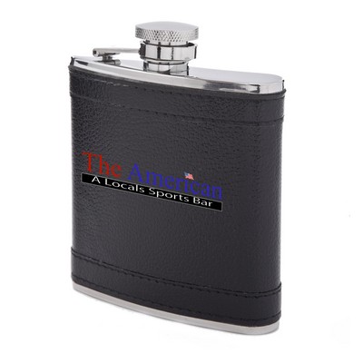 6 Oz. Leatherette Wrap Captive-Top Pocket Flask