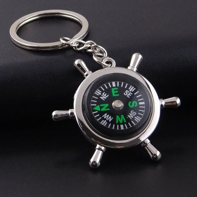 Metal Rudder Compass Keychain