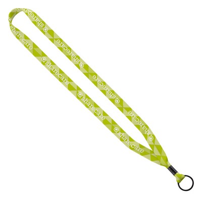 5/8" Tubular Polyester Dye Sublimated Lanyard W/Metal Crimp & Metal Split Ring