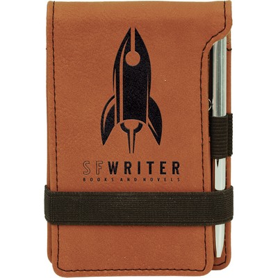 Leatherette Notepad and Pen - Rawhide