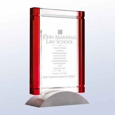 Marlin Bay Optic Crystal Award w/Red Accent