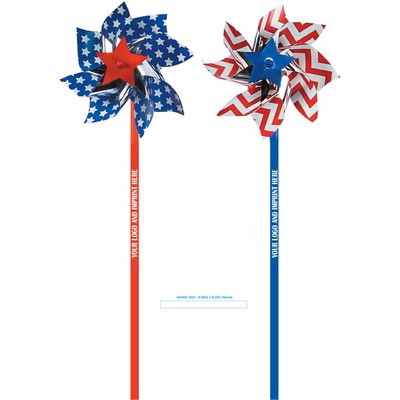 5" dia. Large AMERICAN Pinwheels w/ Logo, and star in center (ASSEMBLY INCLUDED)