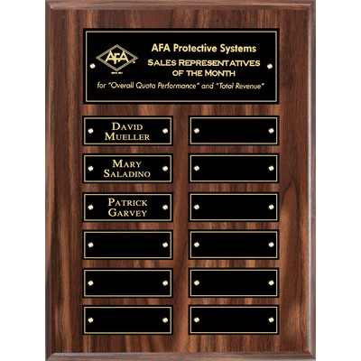 Walnut Perpetual Plaque, 9 x 12", 12 plates