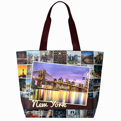 Full-Color Double Layered Laminated Non-Woven NY Travel Bag 20"x14"x6".