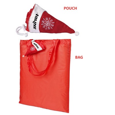 Foldable Shopping Bag /W Christmas Hat Pouch