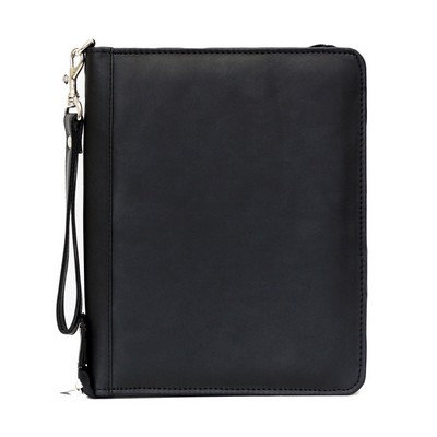 Ashlin® Designer Midnight Black Lincoln Vegan Mid Sized Pro Zippered Padfolio Binder