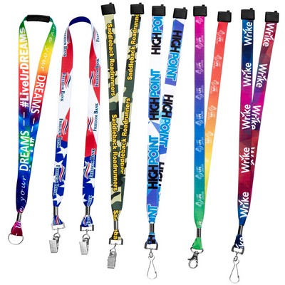 5/8" or 3/4" Made in USA Dye Sublimation Lanyards