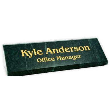 Engraved Green Marble Desk Bar - Horizontal, 8" x 2 3/16"