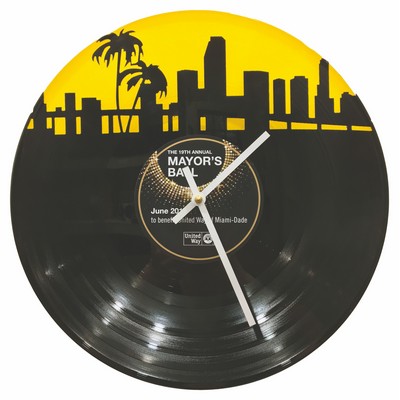 Recycled Vinyl Record Custom Cut LP Wall Clock - 2 Layer