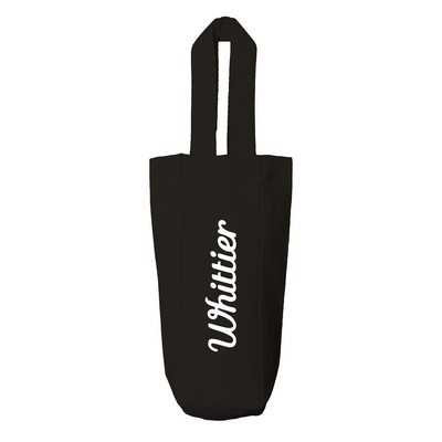 Black Canvas Single Bottle Wine Tote - 1 color (3" x 10.5" x 3")