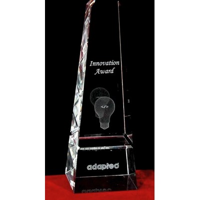 Crystal Obelisk Pillar Award w/Custom Etching (12")