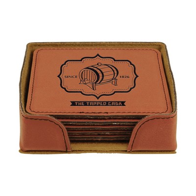 Rawhide Leatherette Square 6-Coaster Set