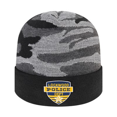 Urban Camouflage Knit Cap with Solid Color Cuff