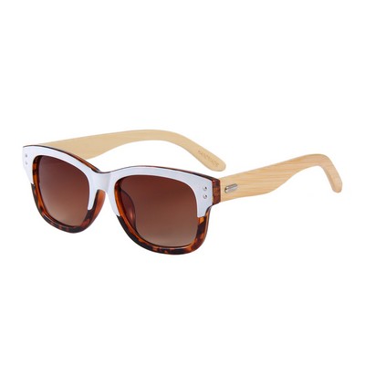 Bamboo Sunglasses - Gradient Brown Lenses - White Tortoise Frames