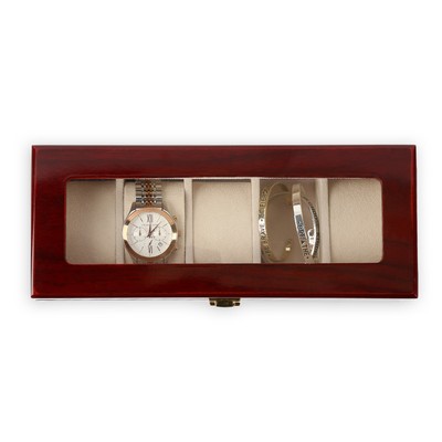 5-Slot Wood Watch Case w/Natural Wood Grain