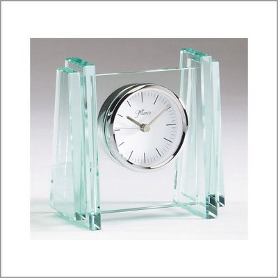 5" x 5" Glass Pillars Desk Clock