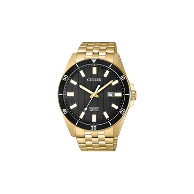 Citizen Men's Quartz Watch, Gold-tone Case and Bracelet with Black Dial