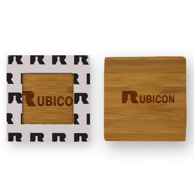 Square Bamboo Coaster In Gift Box