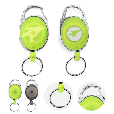 Retractable Coil Keyring w/Metal Belt Clip & Nylon Cord