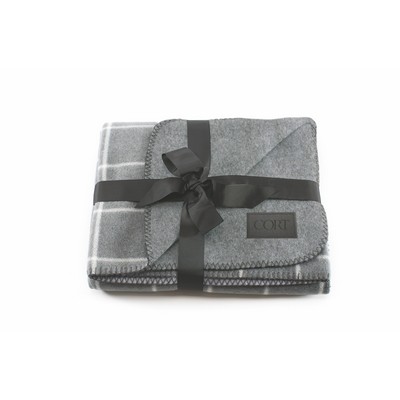 The Euro Throw - Gray Plaid (Laser Patch)