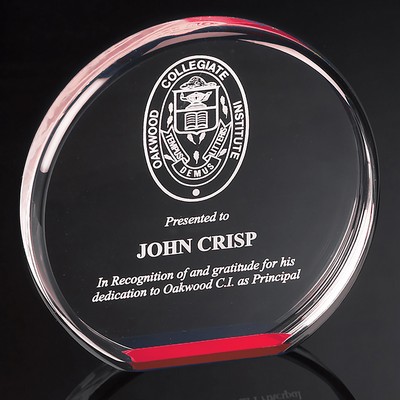 Round Reflective Red Acrylic Award, Small (4" Diameter x 1" Thick)