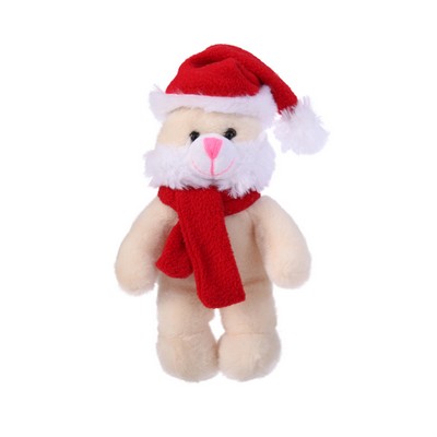 Soft Plush Bunny with Christmas Hat and Scarf