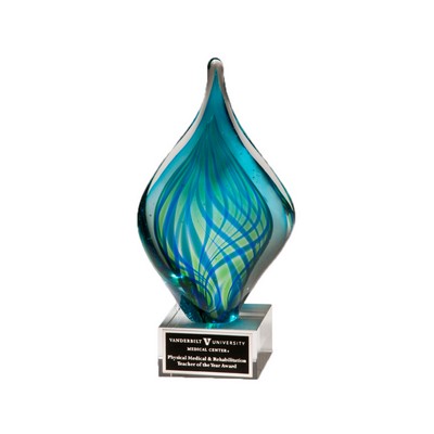 Touch of Teal Art Glass 9.5"