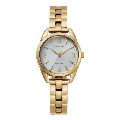 Citizen Ladies' Eco-Drive Gold-Tone Watch w/White Dial