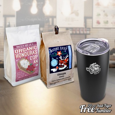 Direct Trade Specialty Coffee - Two Bags Gift, Free Bad Tiger Tumbler Gift