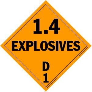 Explosives Class 1.4D Polycoated Tagboard Placard - 10.75" x 10.75"