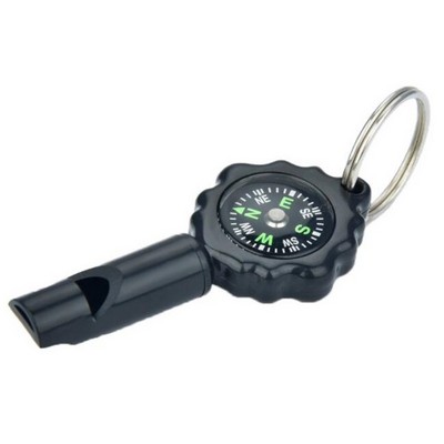 Plastic Whistle Compass Keychain