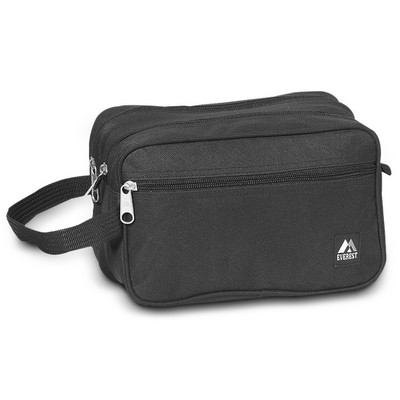 Everest Dual Compartment Toiletry Bag, Black