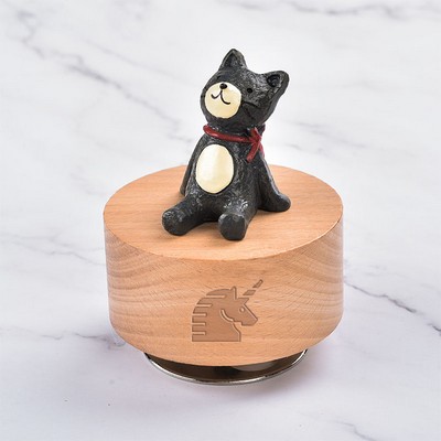 Rotating Metal Base Little Cat Music Box