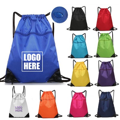 Variousized Oxford Zip Drawstring Bag Sports Backpack With Pocket