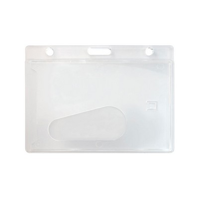 3.65" W x 2.73" H - Horizontal Rigid Frosted Card Holder (1 Color Imprint)