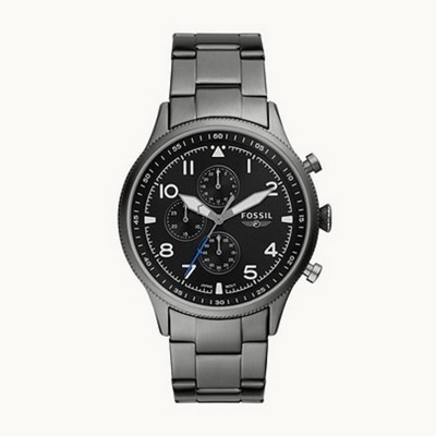 Fossil Retro Pilot Chronograph Smoke Stainless Steel Watch