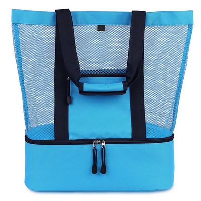 Mesh Beach Bag Tote with Insulated Cooler